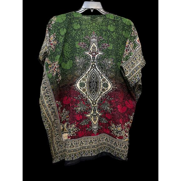 Royal Paisley Women's Blouse Top Shirt One Size Multicolored Light weight Boho - Picture 2 of 4